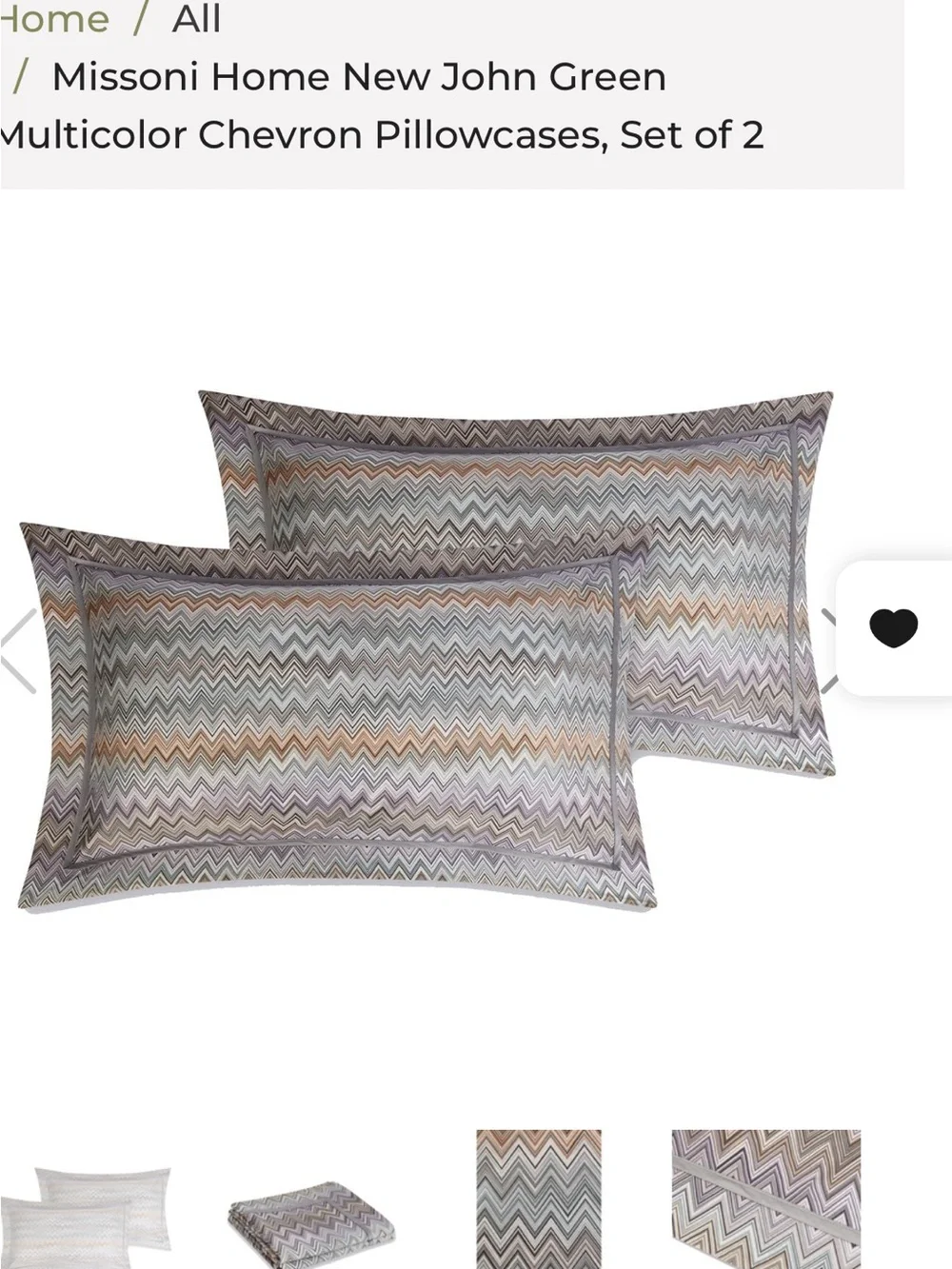 Missoni Home- 2 piece John New pillow case-standard